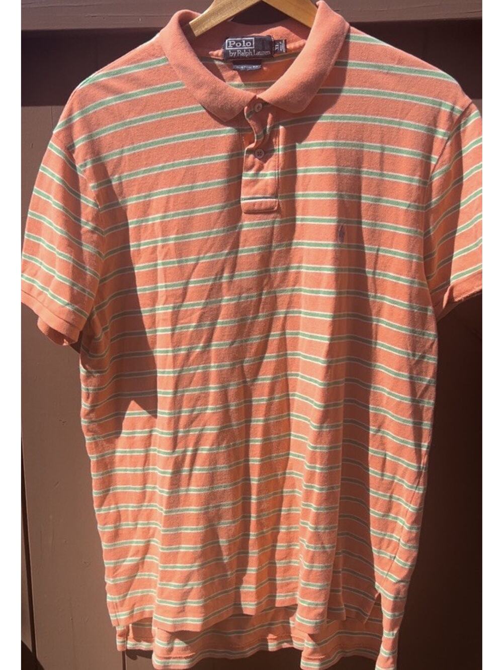 Polo Ralph Lauren Polo XL Shirt Orange Green Stripe Blue Pony Logo